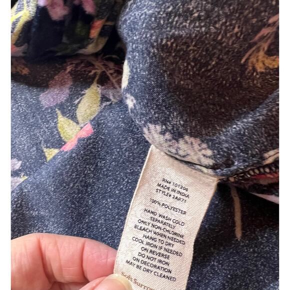 Soft Surroundings Jardim floral velvet button down long sleeve blouse tunic.‎ PL - Picture 6 of 9